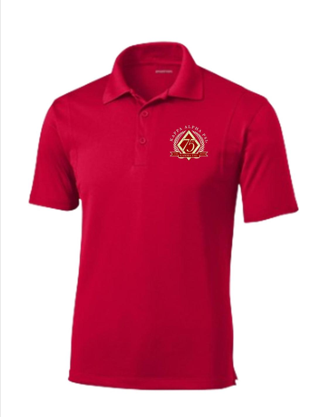 Gamma Tau - 75th Anniversary Embroidered Polo Shirt (Red)