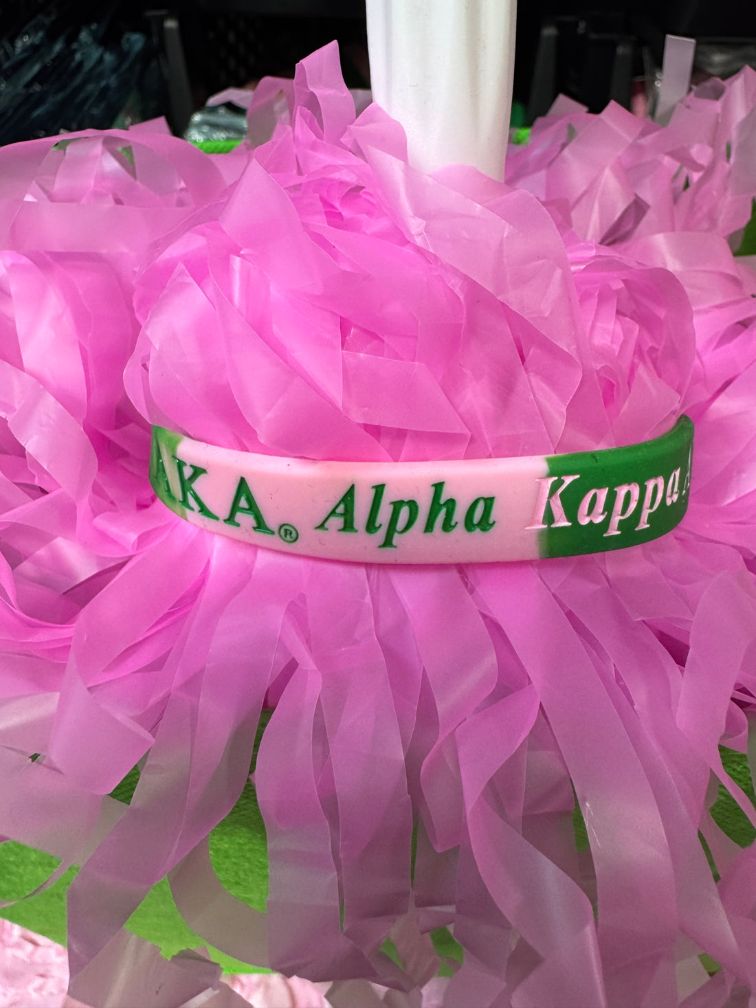 Alpha Kappa Alpha Silicone Bracelet - Pink / Green