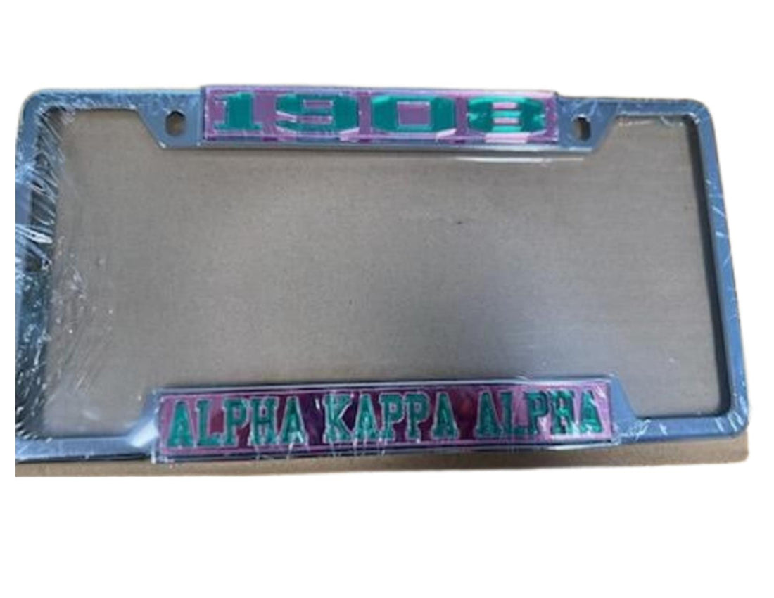 AKA License Plate Frame - 1908 Pink with Green Background