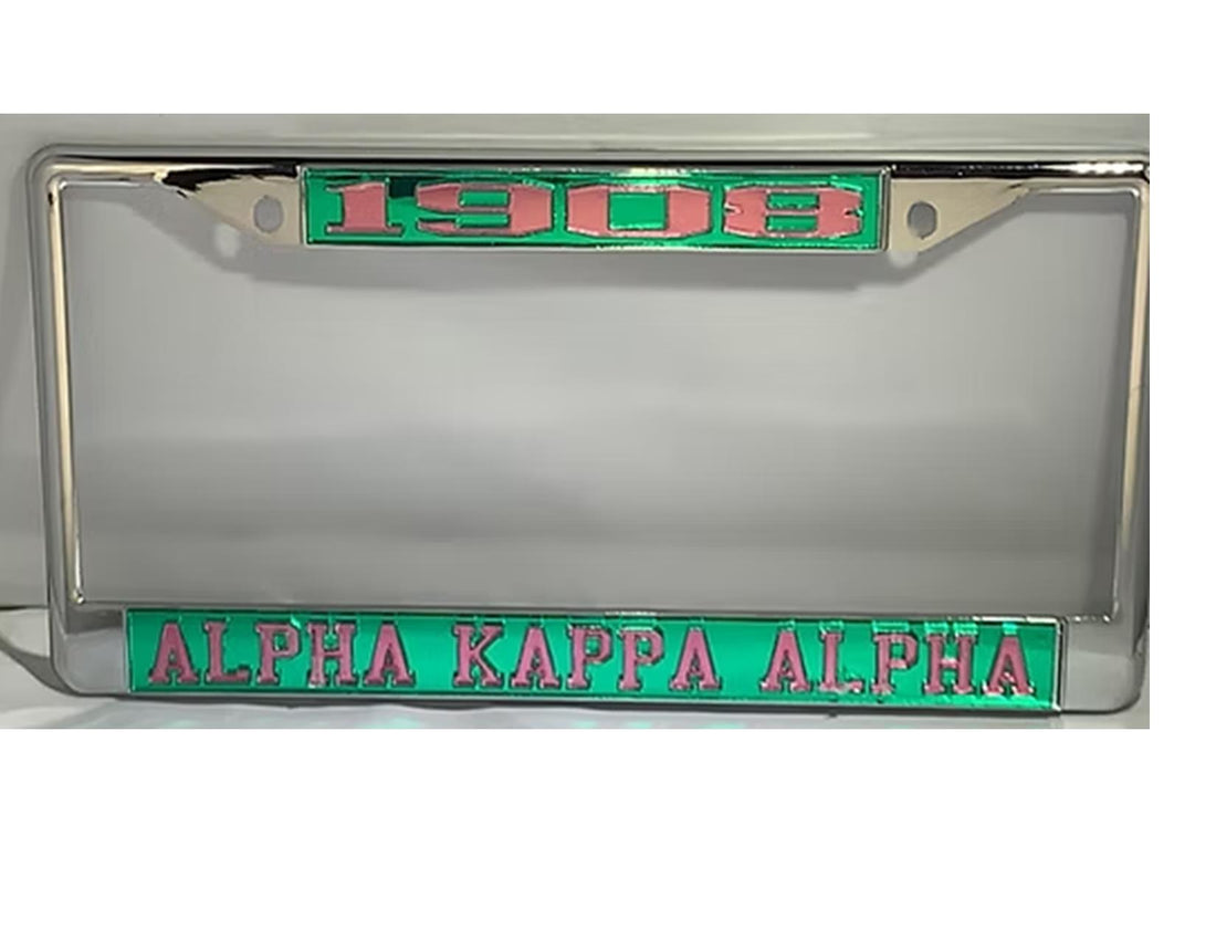 AKA License Plate Frame - 1908 Pink with Green Background