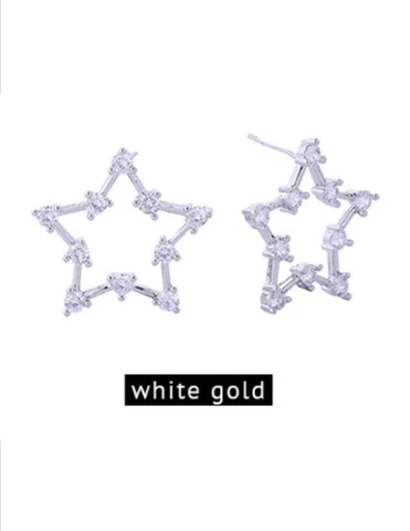 AKA Gold Dipped Silver Star Post Earring (White Gold)