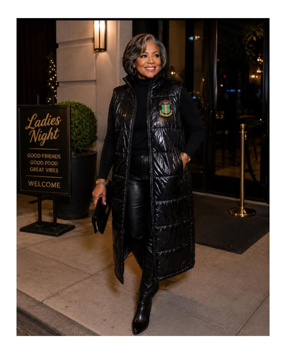 AKA Long Black Sleeveless Puffer Vest