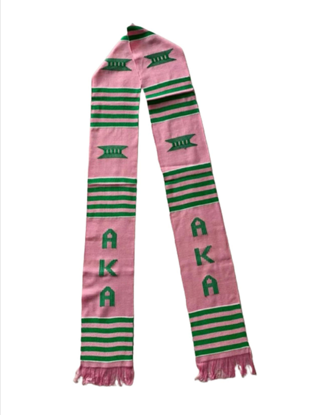 AKA Handwoven Kente Stole (Pink or Green Available)