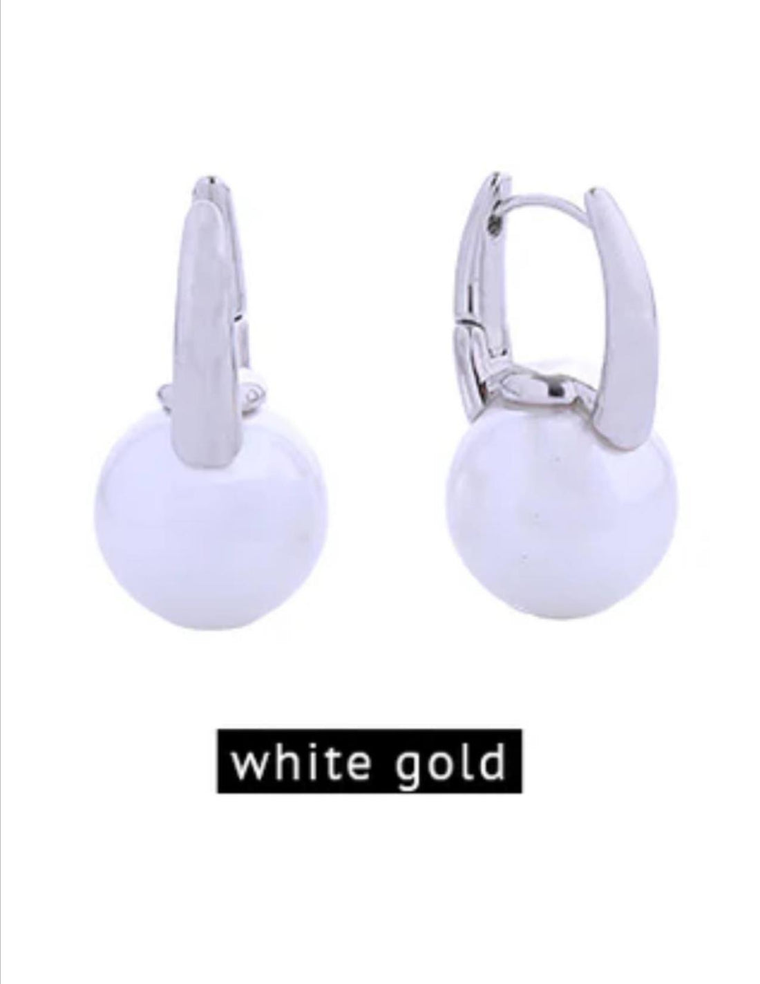 AKA 14k Gold Dipped Pearl Drop Huggie Earrings (White Gold)