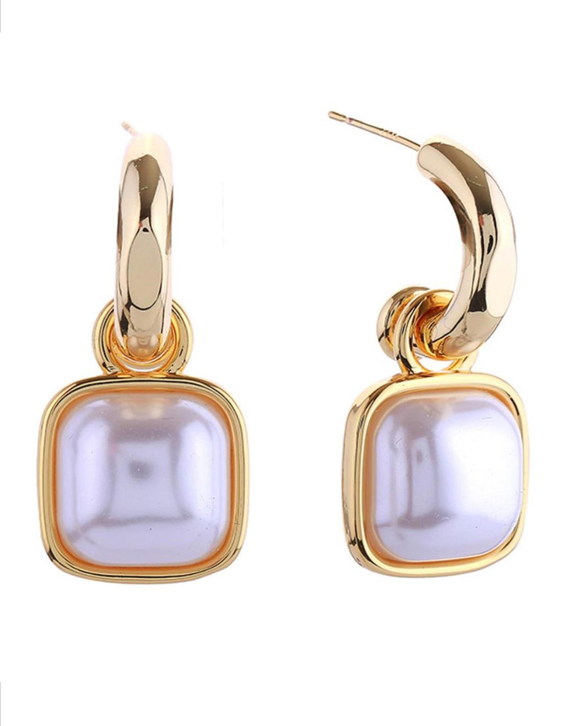 AKA 14k Square Pearl Drop Post Earrings