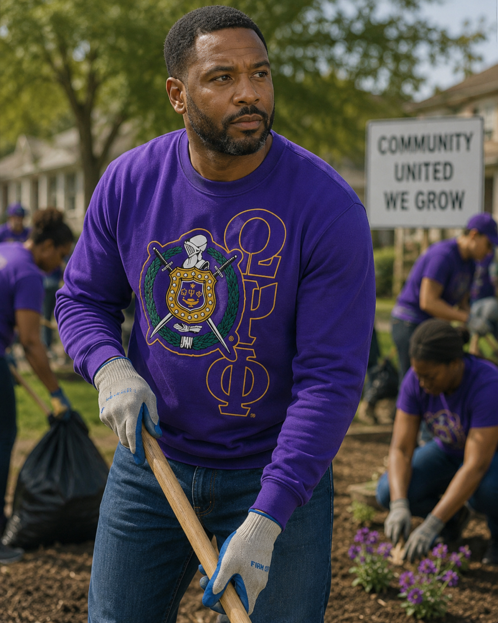 Omega Psi Phi Chenille Embroidered Sweatshirt