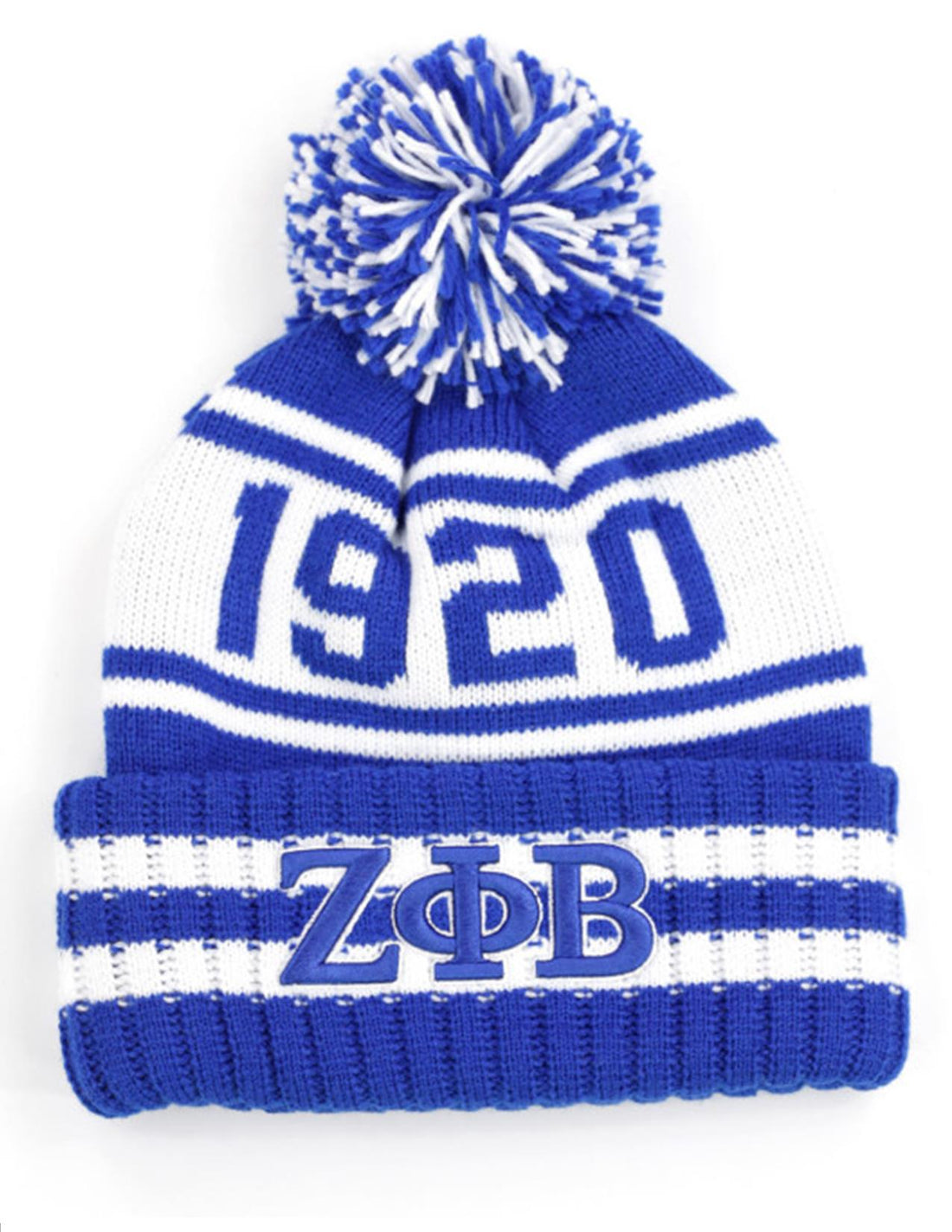 Zeta Phi Beta Beanie Hat (White & Blue)