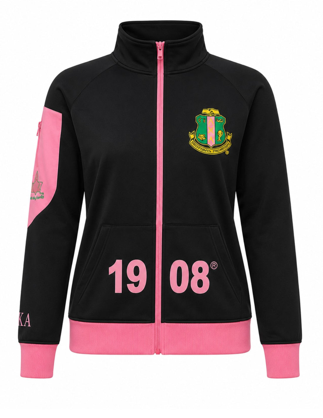 AKA Black Track Jacket with Pink Zipper