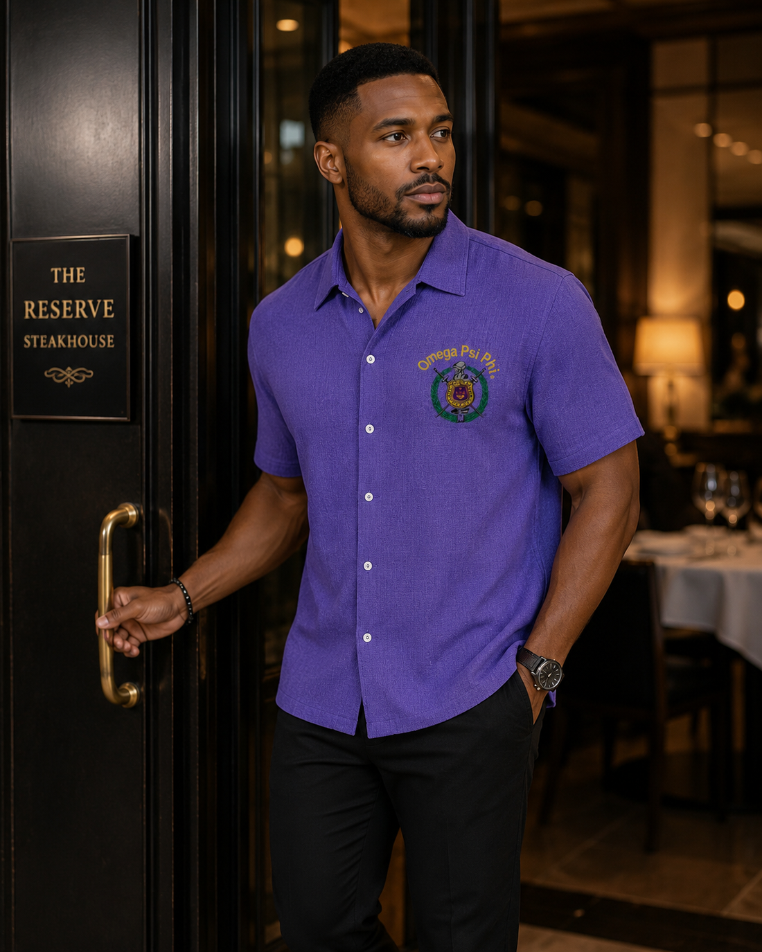 Omega Psi Phi Loose Fit Soft Button-Up Shirt (Made To Order)