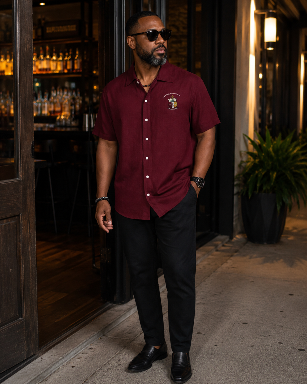 Kappa Loose Fit Soft Button-Up Shirt (Crimson)