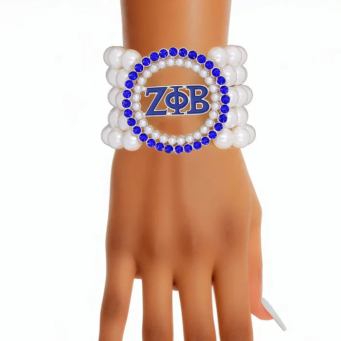 Zeta Phi Beta Pearl with Logo Bracelet