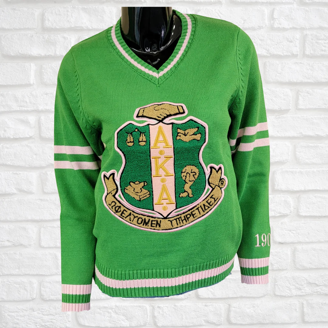 AKA Chenille V-neck Varsity Sweater