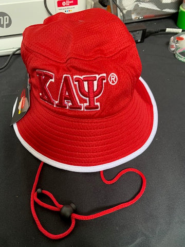 Kappa Alpha Psi Red Bucket Hat Trimmed In WHITE